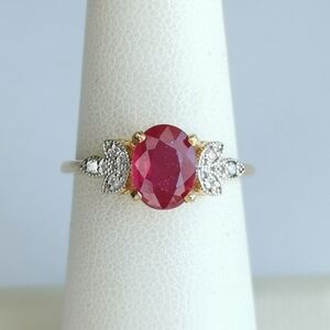 Natural Ruby Diamond 10k Gold Ring Size 7 🆕